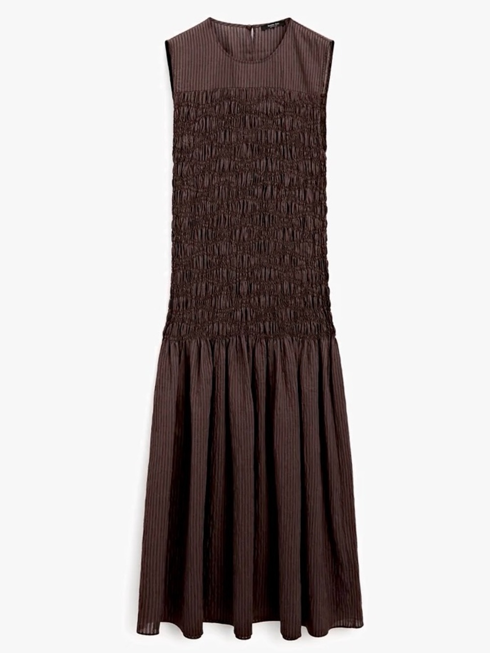 Nwt Massimo Dutti Shirred w/Flounce Maxi Brown - Picture 12 of 12